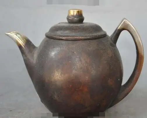 

S2467 6" marked old chinese bronze Gilt silver Wine Tea Pot Flagon Teapot Tea maker