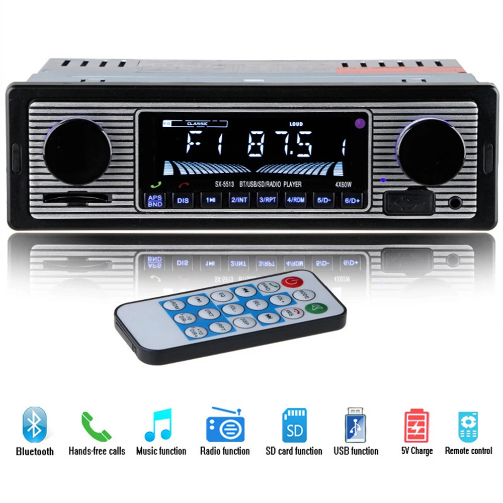 12 В Bluetooth винтажное автомобильное радио 1DIN стерео классическое аудио MP3 плеер FM радио приемник Поддержка Aux вход SD USB MMC DY325