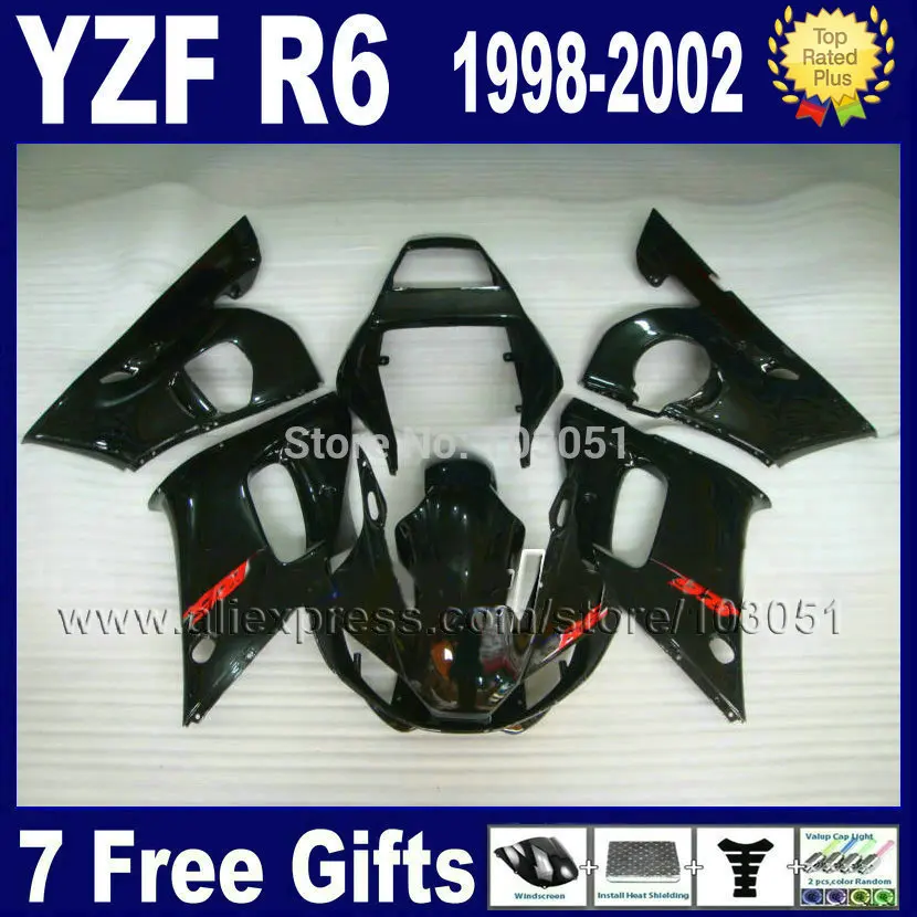 Custom ABS fairing set for YAMAHA 1998 YZF R6 1999 2000 2002 glossy