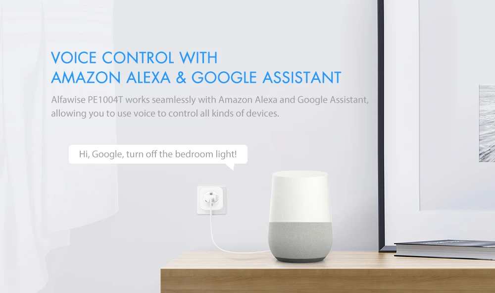 Alfawise PE1004T ЕС Plug Мини Wi Fi Разъем Smart Plug работать с Amazon Alexa Google дома мобильное приложение дистанционное управление энергии мониторы