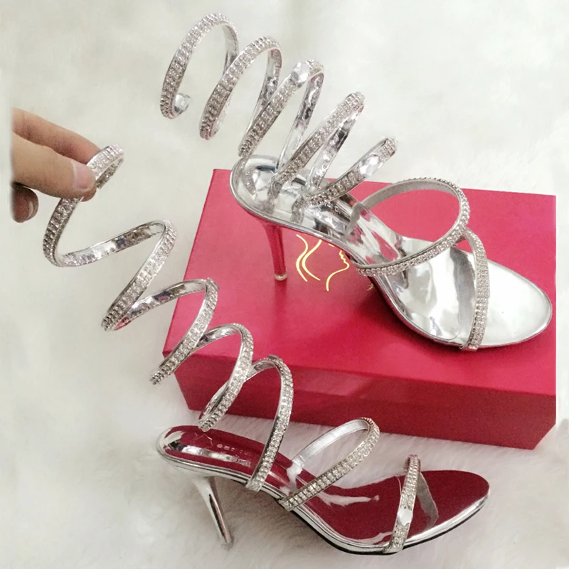 

Yuxin Women sandals Crystal Around Women Gladiator Sandal women high heels Snake Boots Women Summer Shoes plus size 34-46