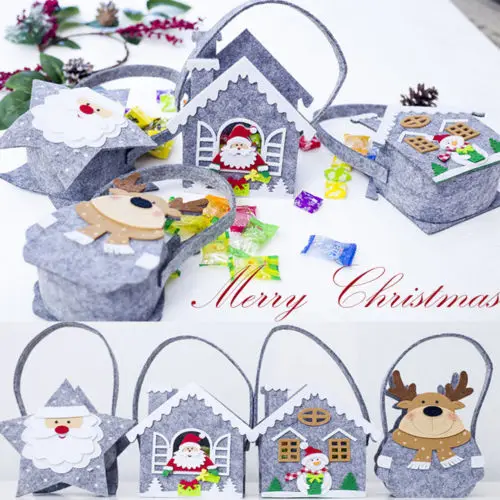 Xmas Санта Клаус подарочные пакеты с Рождеством Сумка снеговик конфетами