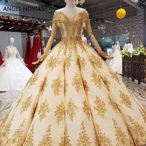 white and gold wedding dress