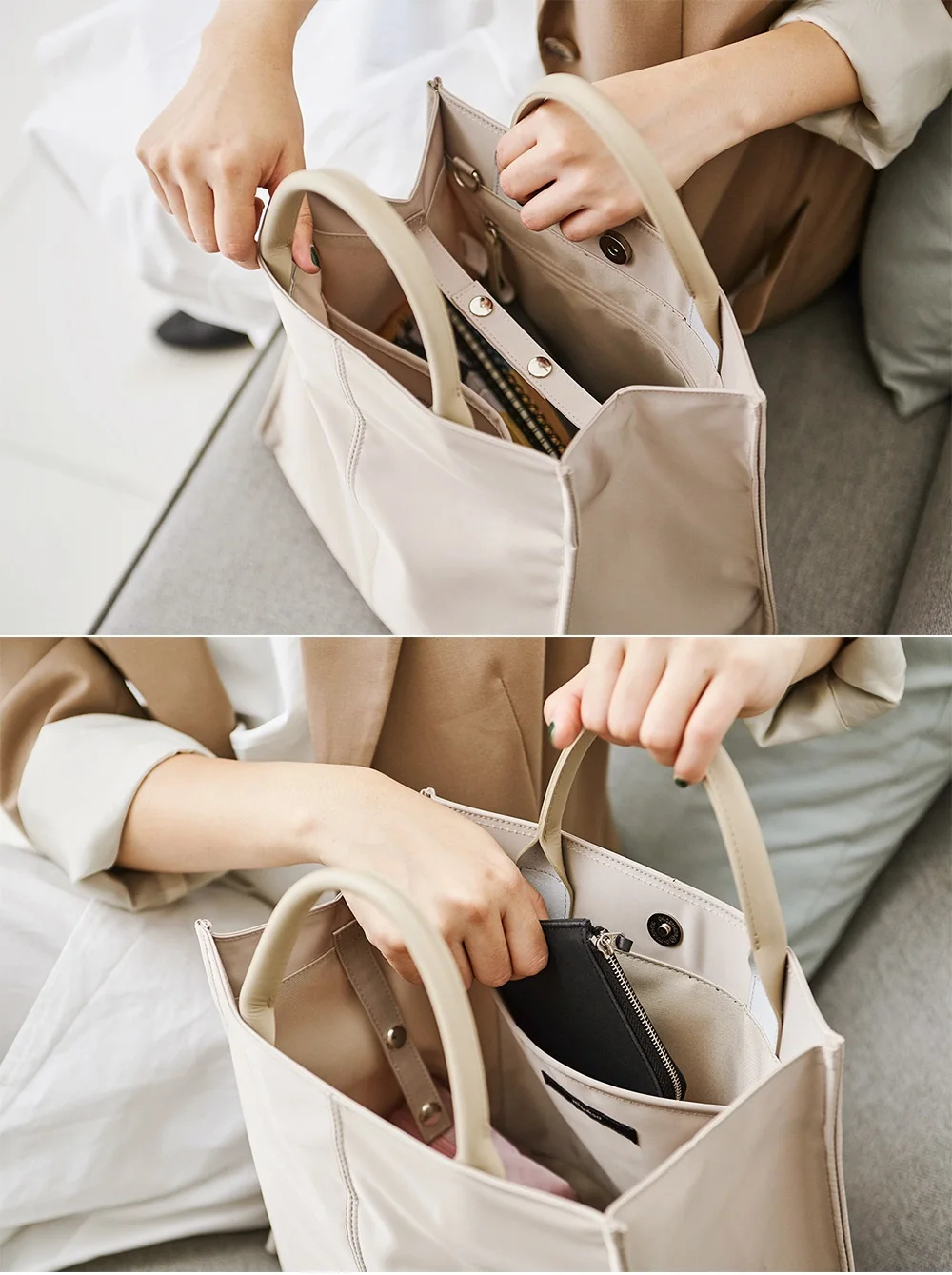 MJ Nylon Bags for Women Large Capacity Casual Handbag Solid Color Women's Canvas Tote Bag Crossbody Shoulder Bag Messenger Bags (4)