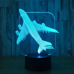 Самолета 3D свет настольной лампы Оптические иллюзии Bulbing ночник 7 цветов меняется настроение лампы соляная лампа с движения Сенсор