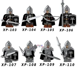 Один средневековый рыцарь Властелин колец цифры солдат Гондора копье Арчер Меч Модель Строительные блоки цифры Кирпичи Игрушки
