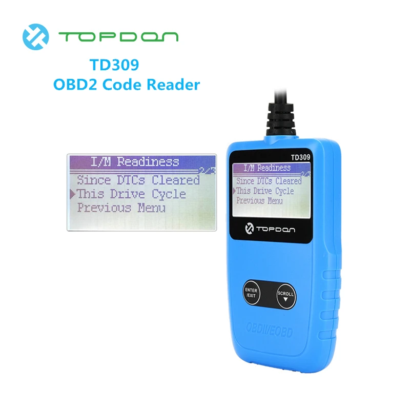 

TOPDON TD309 Car Code Reader 12 V OBD2 EOBD Scanner Diagnostic Tool Freeze frame I/M Readiness Turn off the MIL for DTCs