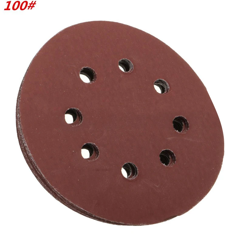 10pcs 125mm 5" Hook Loop Sanding Discs 8 Hole Sandpaper Pads Set 60Grit-2000Grit Sander Disc Abrasive Polishing Tools