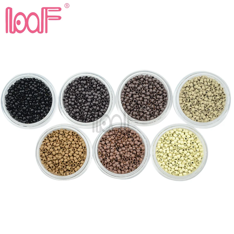 

LOOF (10000pcs)10 jars 2.5mm with 7colors flare NANO micro copper beads /links i tip hair extensions tools