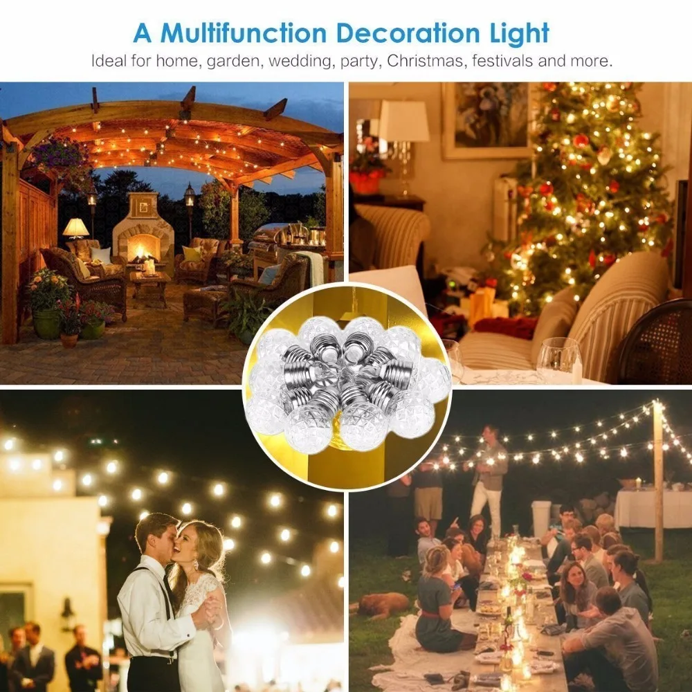 LED Fairy Lights Solar Fairy Lights Outdoor with 10 LED Light Bulb Waterproof LED Sphere Light Decoration Lighting for Garden Patio Yard Home Party (Warm White) (12)