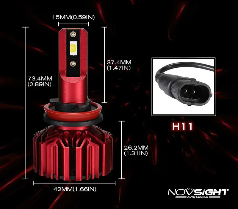 NOVSIGHT 2 предмета светодио дный лампы фар H1 H4 HB2 H7 H11 H3 9005 HB3 9006 HB4 дальнего 6000 К белый 10000LM IP68 туман свет для автомобилей