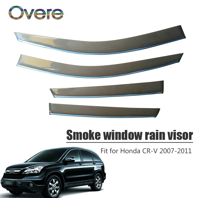 

OVERE NEW 1Set Smoke Window Rain Visor For Honda CR-V 2007 2008 2009 2010 2011 Vent Sun Deflectors Guard ABS car accessories