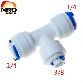 

1/4" 3/8" 1/4" Splitter Tube OD Type T Qucik Connection RO Water Connector Fittings Water Reverse Osmosis Filter ST003 D