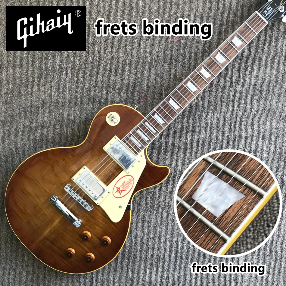 

NEW hand-made electric guitar, tobacco burst maple top electric guitar with Rosewood Fingerboard frets binding, free shipping
