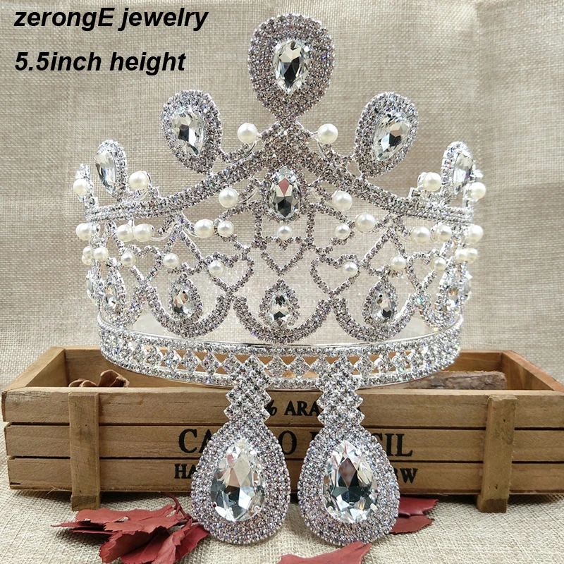 zerongE jewelry gorgeous rhinestone tiara silver large