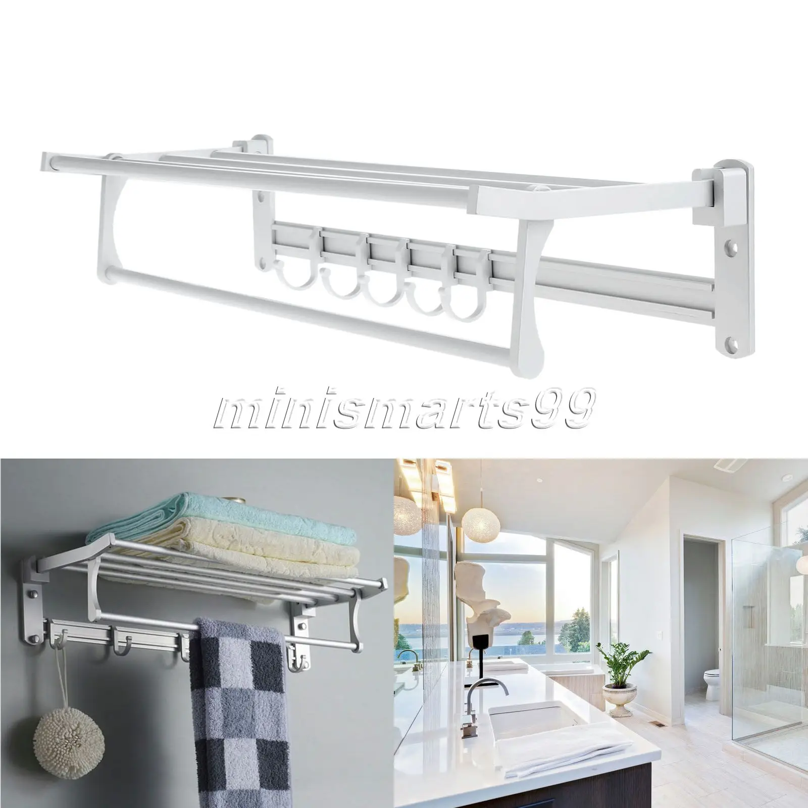 Bathroom Towel Corner Shelves Holders Aluminum Wall Mounted Bathroom