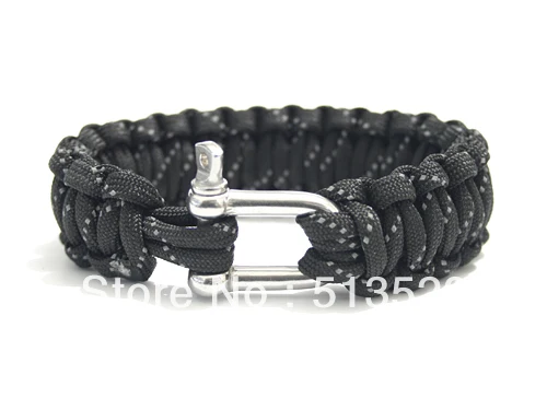 

FREE SHIPPING NEW Metal Buckle Reflective Paracord Parachute Cord Bracelet Military Survival Life-saving Bracelet