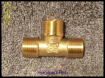 

2Pcs/Lot 3 ways 1/2" BSP Tee Male Connection Pipe Brass Coupler Adapter