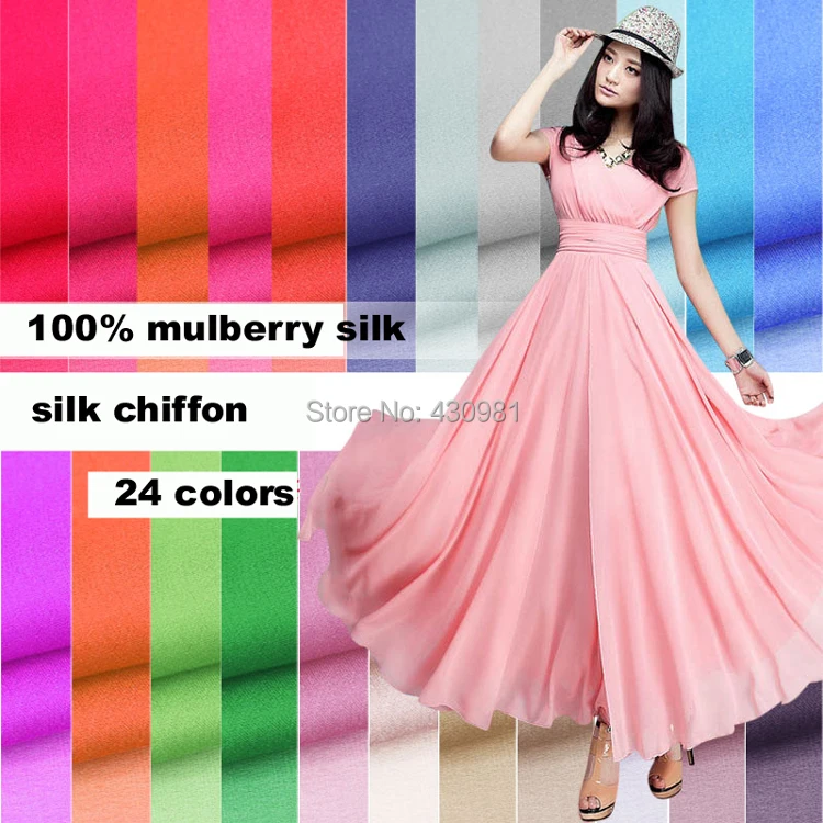 

100cm*140cm solid silk lining scarf material soft plain light weight chiffon silk fabric