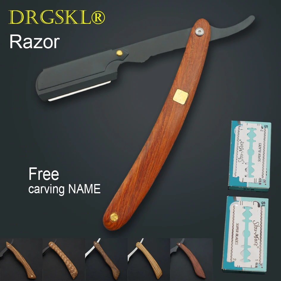 Solid wood handle barber hair cut razor shaving razor, professional barber Hair knifes razors