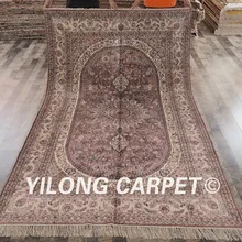 Yilong 6'x9 под старину турецкий ковер шелк медальон розовый ручной работы Восточный ковер шелка(ZW038M6x9