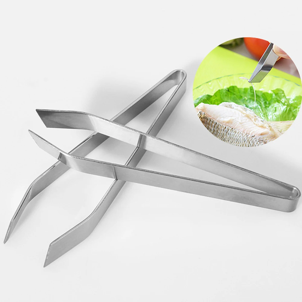 Kitchen Stainless Steel Fish Bone Pig Hair Tweezers Remover Pincer