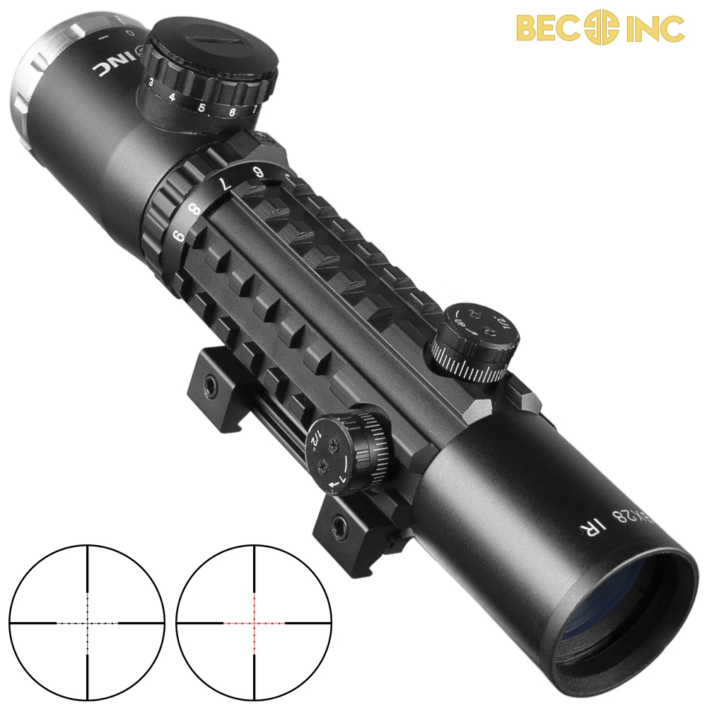 BEC 3-9X28 Красный Крест прицел тактический оптика Riflescope Fit 20 мм рельсы винтовки прицелы для охоты