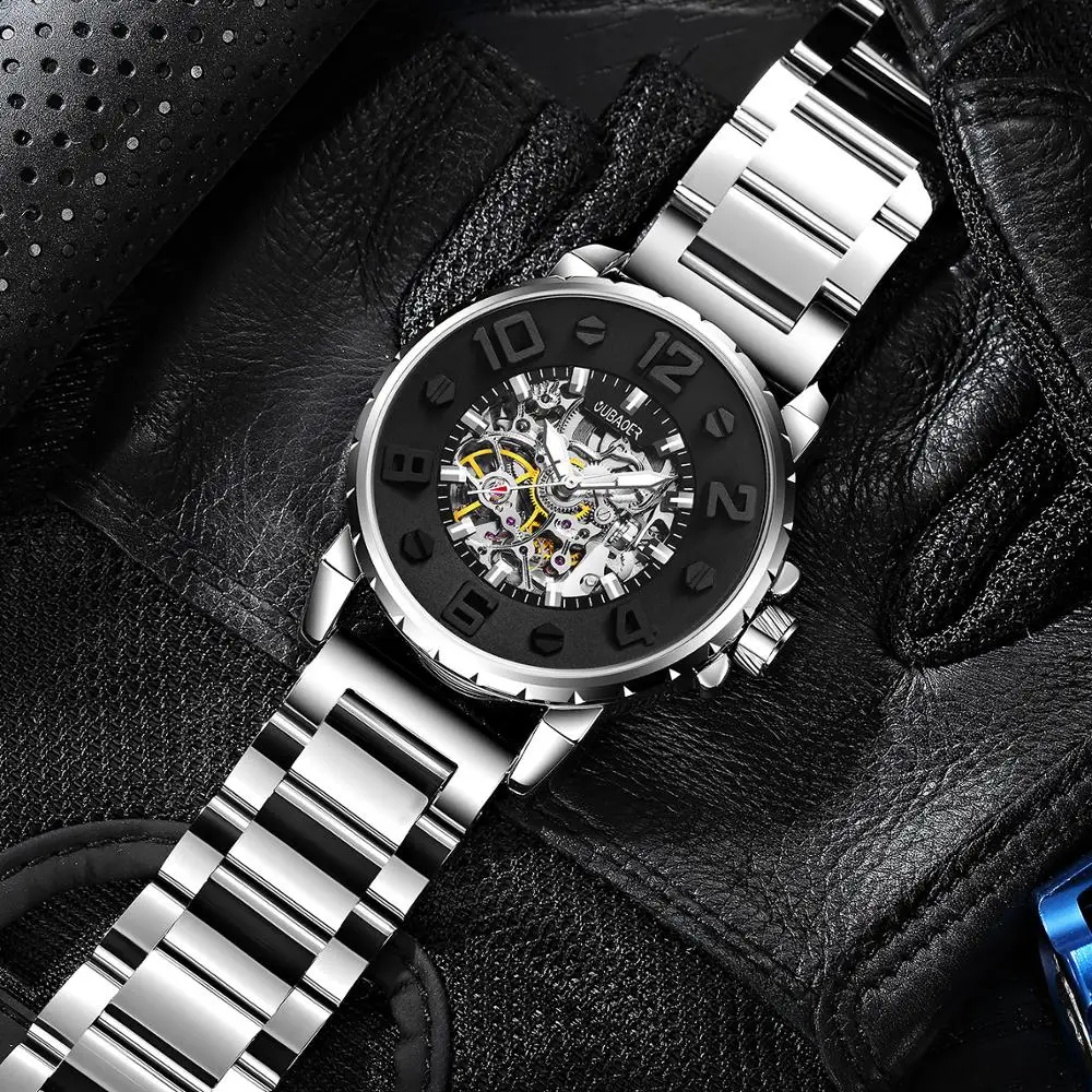 

Relogio OUBAOER Top Luxury Brand Automatic Mechanical Watch Full Steel Strap Waterproof Fashion Casual Chronograph Wristwatch