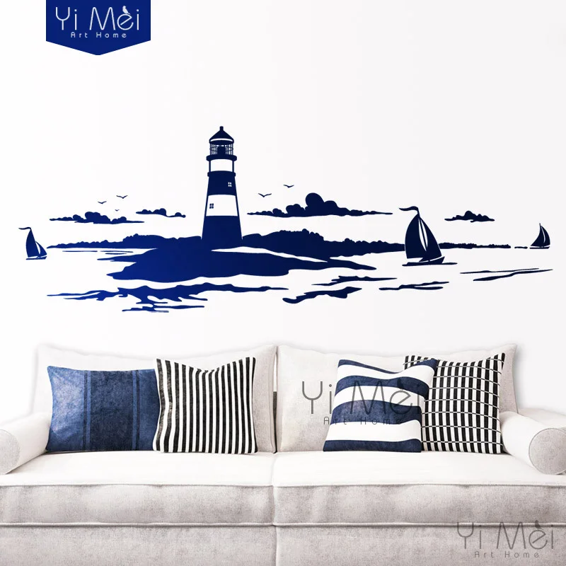 Removable Wall Sticker Sailing Boat Tower Photo Art Decals Mural DIY
