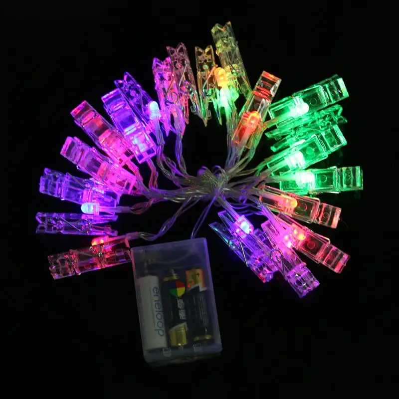 

20 LEDs Photo Clip String Lights 2.2m Battery Flashing Rope Lights Wedding Party Christmas Decoration String Led Lights