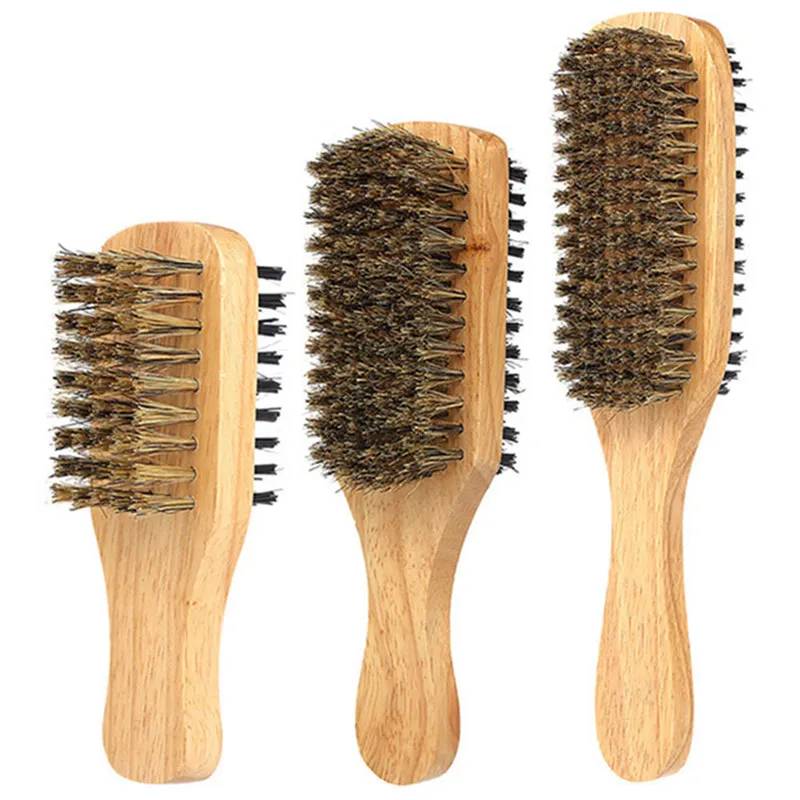 Wood Handle Men's Beard Brush Men Mustache Brushes Comb Double sided