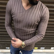 Мужской осенне-зимний теплый брендовый Повседневный свитер с длинным рукавом в полоску фитнес трикотажные свитера пуловеры Мужская Верхняя одежда свитер