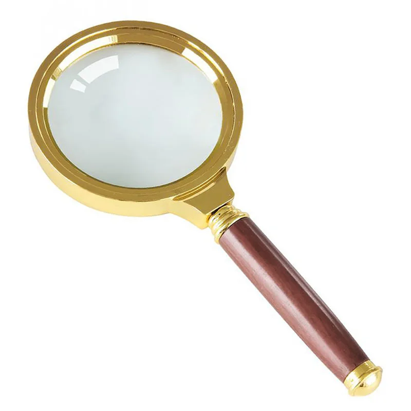 80mm Handheld 5X Wooden Magnifier Handle Magnifying Glass Loupe Reading