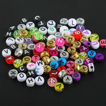 

100pcs Mixed Colorful Letter Loose Spacer Beads For Necklace Bracelet DIY Jewelry Making