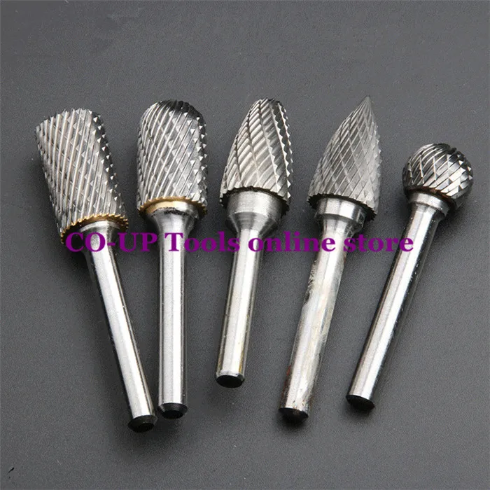 High Quality 5pcs/set 12mm Head Tungsten Carbide Rotary Point Burr Die