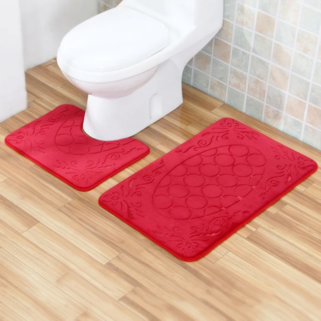 Buy Zeegle 3D Embossed Bathroom Bath Mat Set Flannel