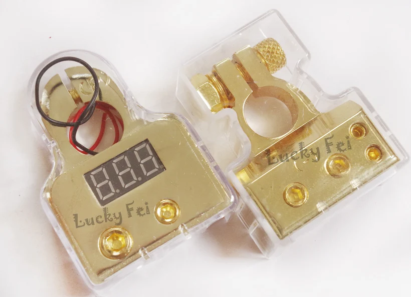 2 unids 0 4 8 Awg pair of gold digital font b battery b font terminal
