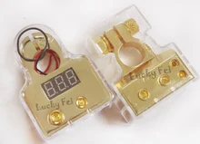 2 unids 0/4/8 Awg пара золото цифровой клеммы аккумулятора с собран в светодио дный цифровой дисплей Автомобильный аккумулятор терминала
