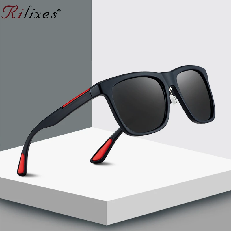 

RILIXES 2019 NEW BRAND DESIGN Classic Sunglasses Men Women Driving Square Frame Sun Glasses Male Goggle UV400 Gafas De Sol LC7S