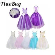 TiaoBug/платье с цветочным узором для девочек; платья принцессы для свадебной вечеринки; Пышное праздничное платье с перекрещенной спинкой и кружевом; торжественное Тюлевое платье с цветочным узором для девочек