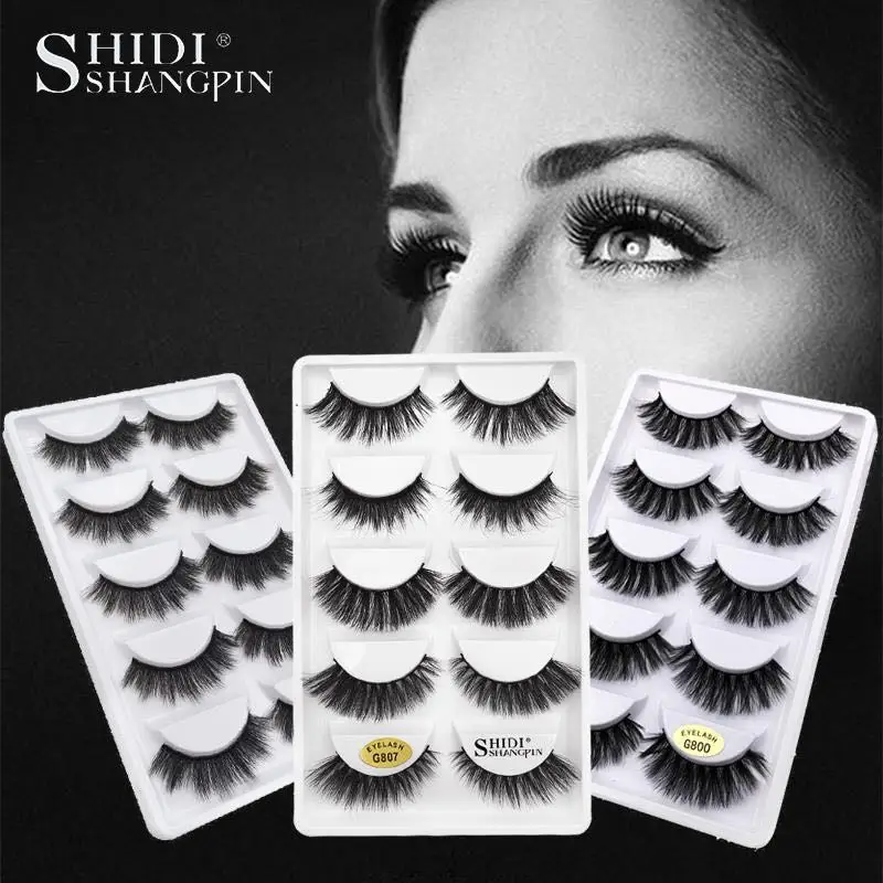 

SHIDISHANGPIN 5 pairs eyelashes natural long mink eyelashes hand made 3d false eyelashes makeup full strip lashes 3d mink lashes