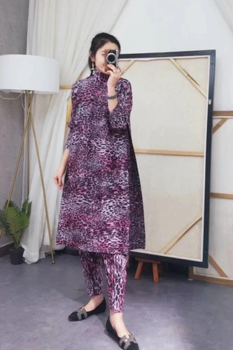 Miyake fold Новое высококачественное платье с леопардовым принтом свободное большое платье из тибетского мяса - Цвет: pink