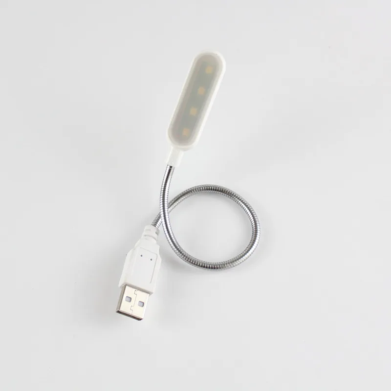 Гибкий портативный USB книжный светильник 4 светодиодный s лампа для чтения ночной Светильник s мини светодиодный светильник клавиатура компьютер ноутбук настольные лампы - Испускаемый цвет: White