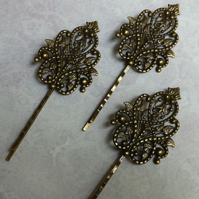 Bronze bobby pins Hair Clips Pair of pin Vintage Hairpins for woman