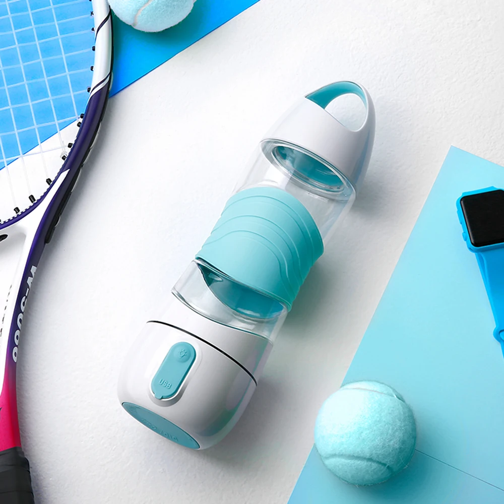 

400ml Portable Smart Water Bottle for Outdoor Sports Leak Proof Water Bottle Spray LED Night Light 2 Hours Reminder Humidifier