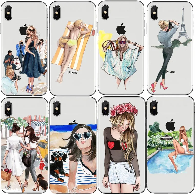 Мягкий прозрачный чехол для телефона iPhone XS Max 7 6 S Plus 8 4S модный стильный летний