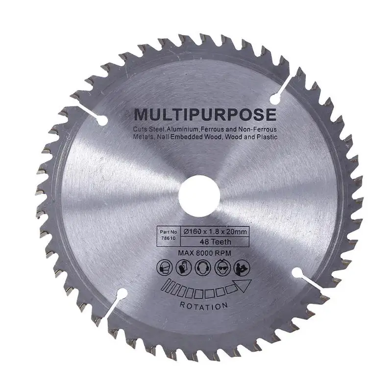 

160x1.8x20mm 48 Teeth Multi-function Round Wheel Disc Circular Saw Blade Wood Metal Cutting Blade