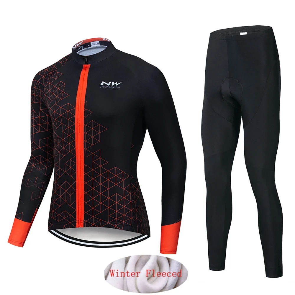 Northwave Профессиональный командный костюм для мужчин зимний с длинным рукавом ветрозащитный теплый флисовый комплект одежды для велоспорта куртка брюки - Цвет: Pic Color