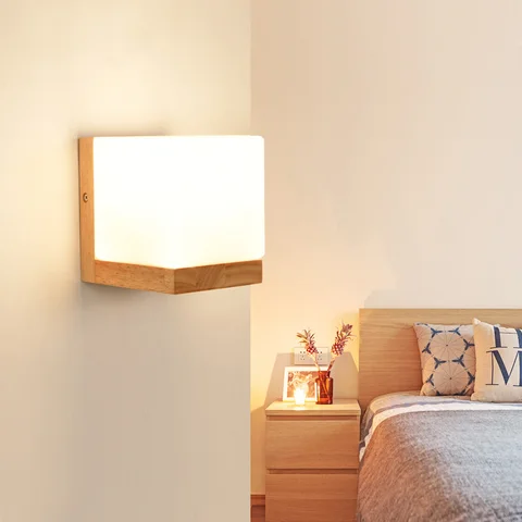 Luzes de Parede de Madeira Lâmpada de Parede Lâmpada de Parede do Vintage Moderna Quarto Corredor Wandlamp Cama Luz Nordic Casa Iluminação Arandela do Vintage dx