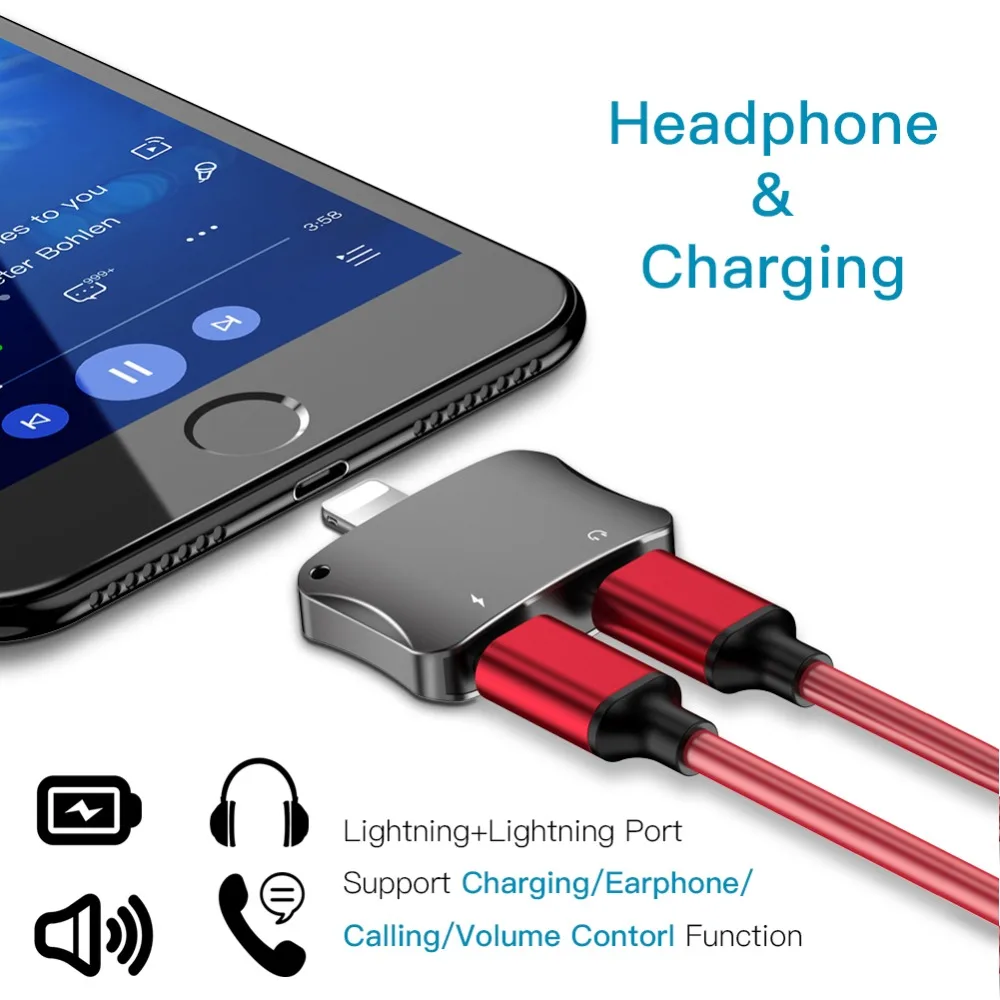 NOHON Headphone Splitter Jack Audio & Adapter for Lightning Charger